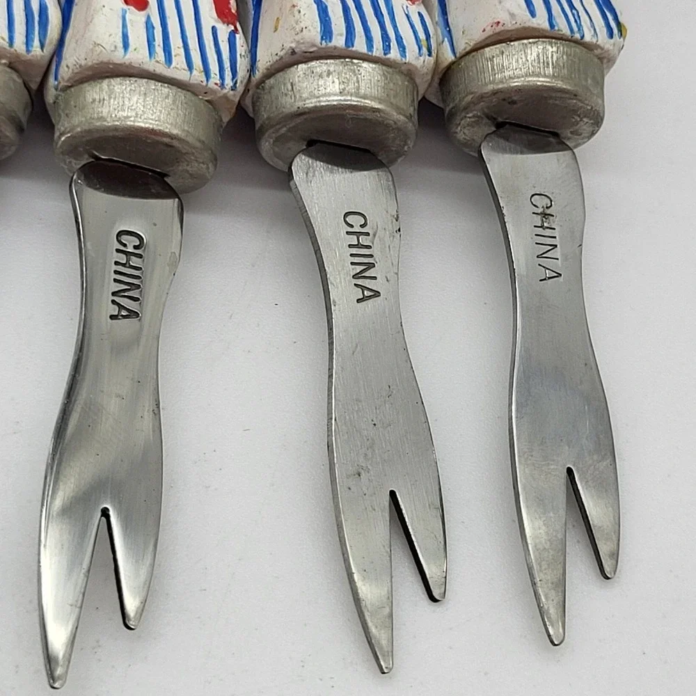 Appetizer Forks Novelty Flip Flop Seashell Summer Colorful Cocktail Set Of 8